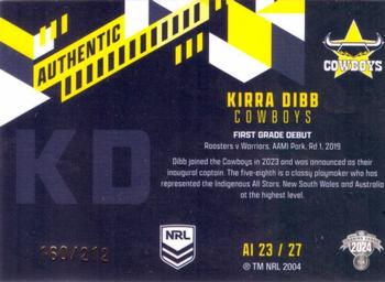 2024 NRL Traders Titanium - Authentics Initials #AI23 Kirra Dibb Back